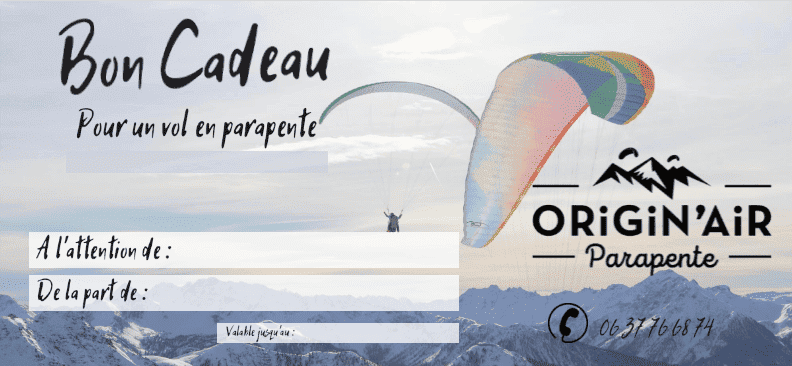 Bon cadeau Origin'Air Parapente